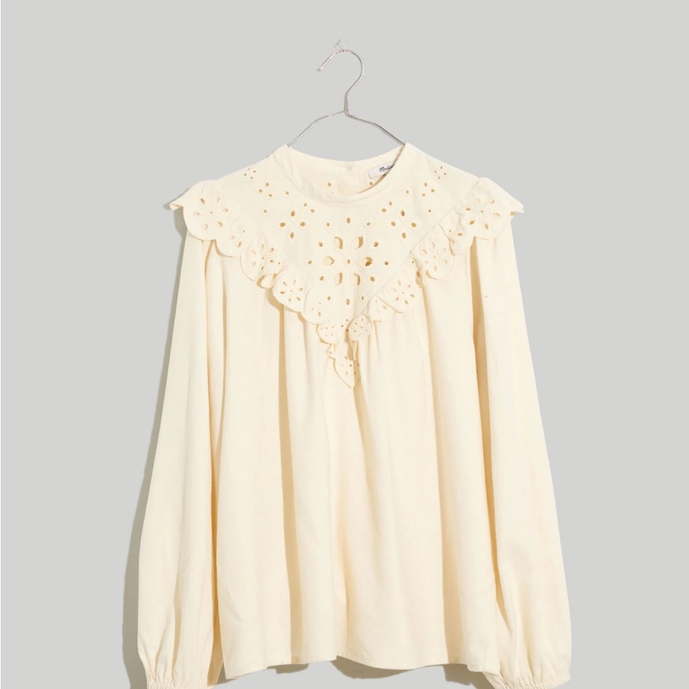 Cream cotton flannel blouse